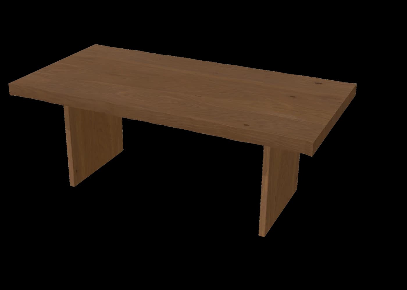 Live-edge rectangular table on solid wooden panel legs